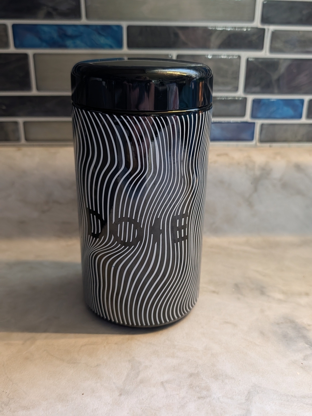 Dose Vessel  Majestic Black and White Striped Glass Jar